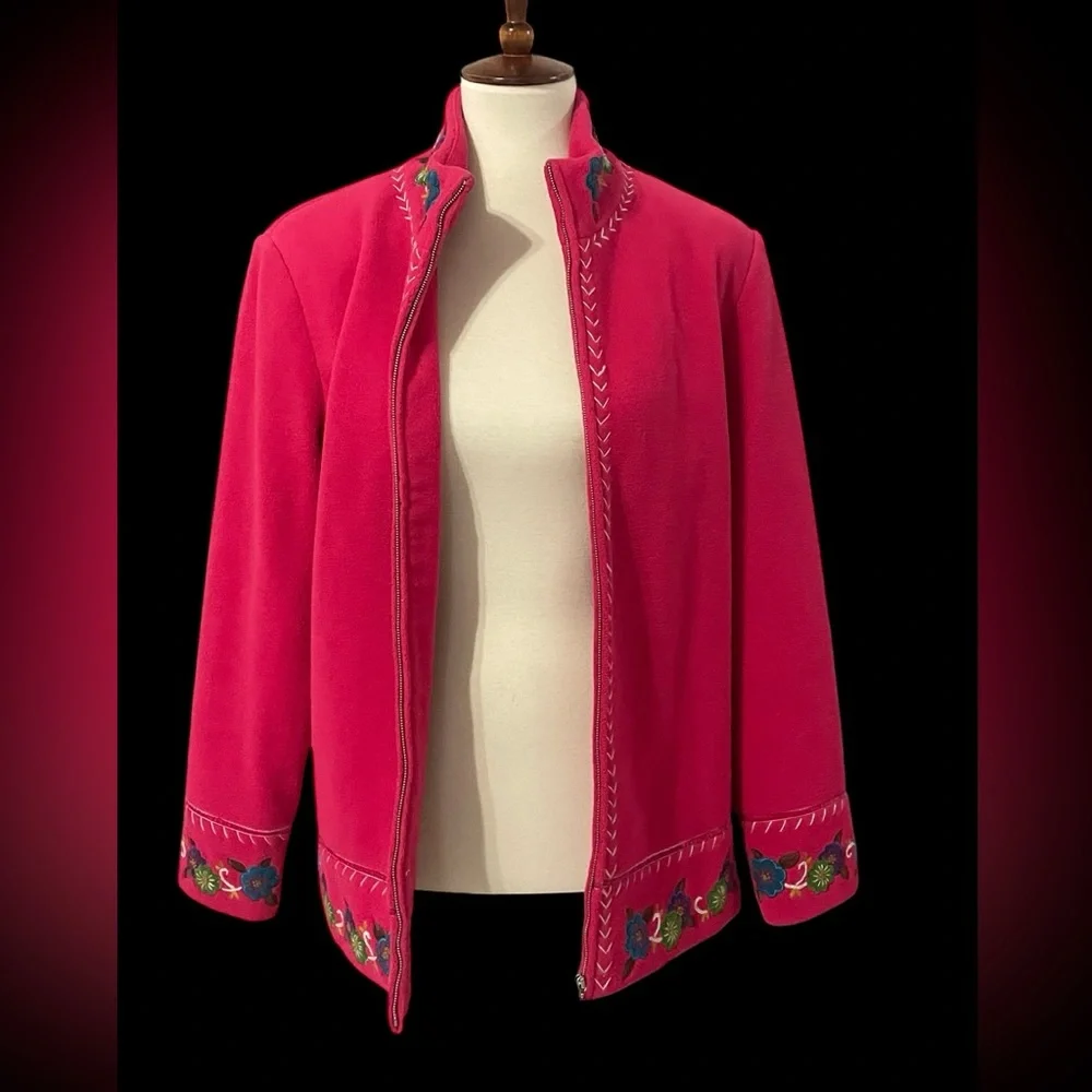 Susan‎ Graver Fuchsia Embroidered Jacket * Size Medium
